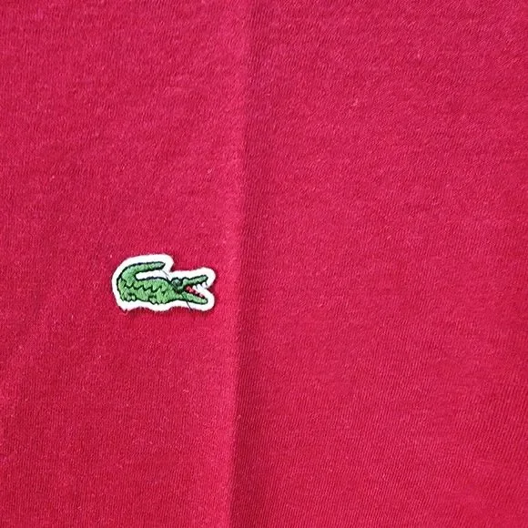 Lacoste V-Neck Logo T-Shirt Men's M Bordeaux Short Sleeves - Picture 5 of 11